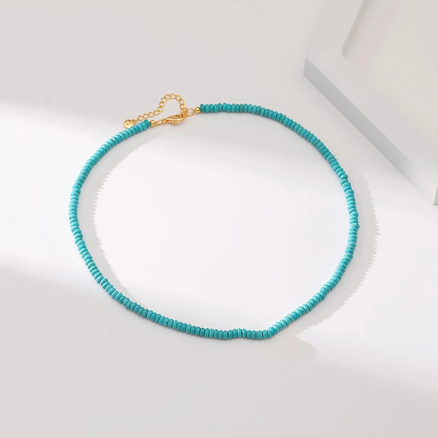 Turquoise Beaded Necklace for Women 18k Gold Plated Turquoise Choker Necklaces for Women