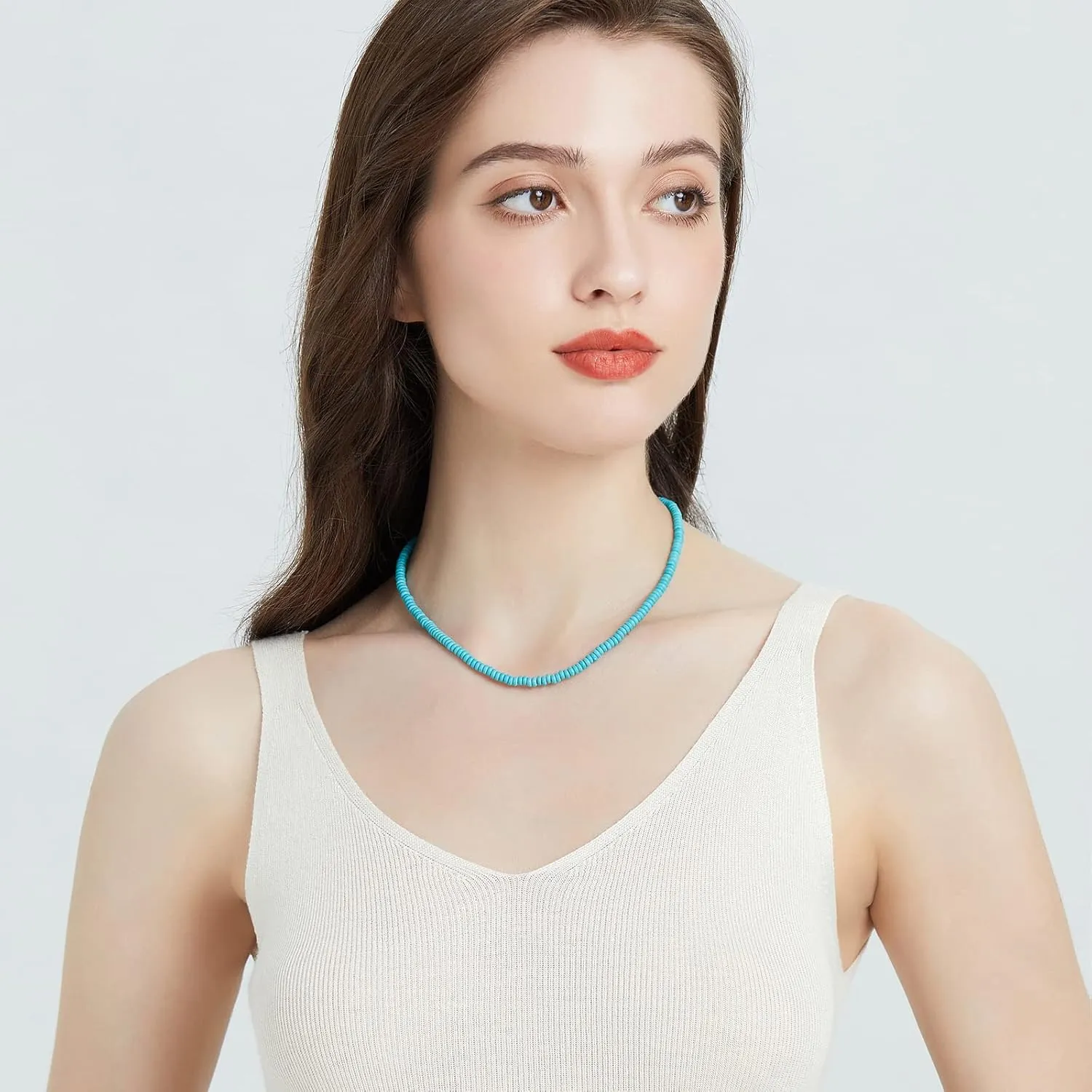 Turquoise Beaded Necklace for Women 18k Gold Plated Turquoise Choker Necklaces for Women