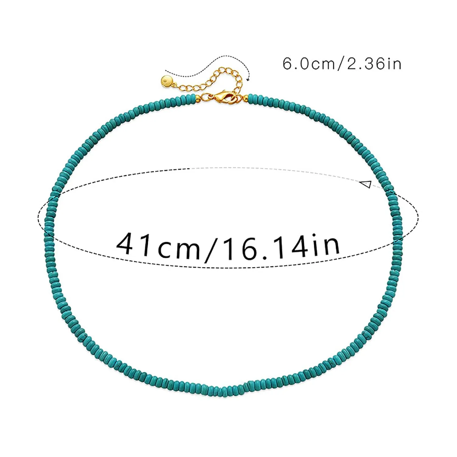 Turquoise Beaded Necklace for Women 18k Gold Plated Turquoise Choker Necklaces for Women