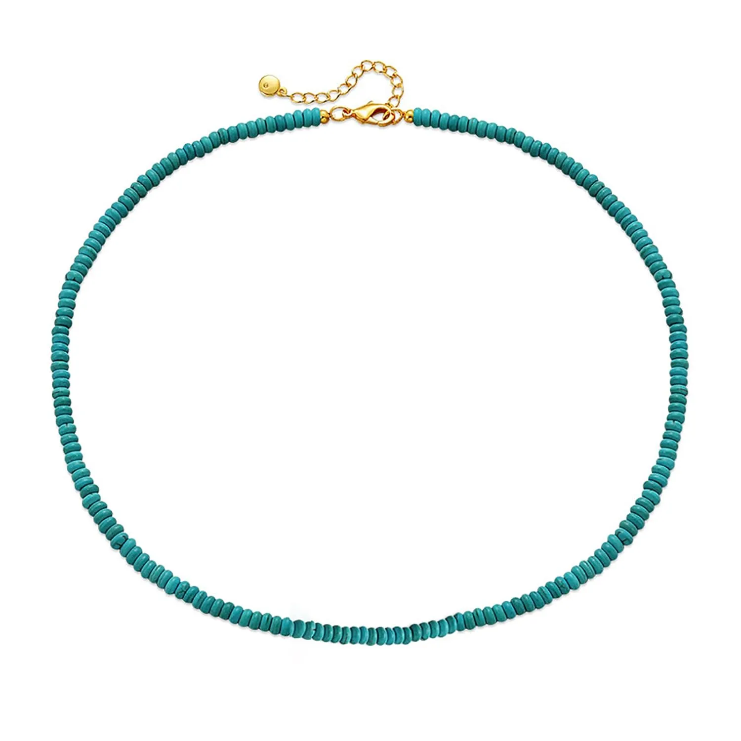 Turquoise Beaded Necklace for Women 18k Gold Plated Turquoise Choker Necklaces for Women