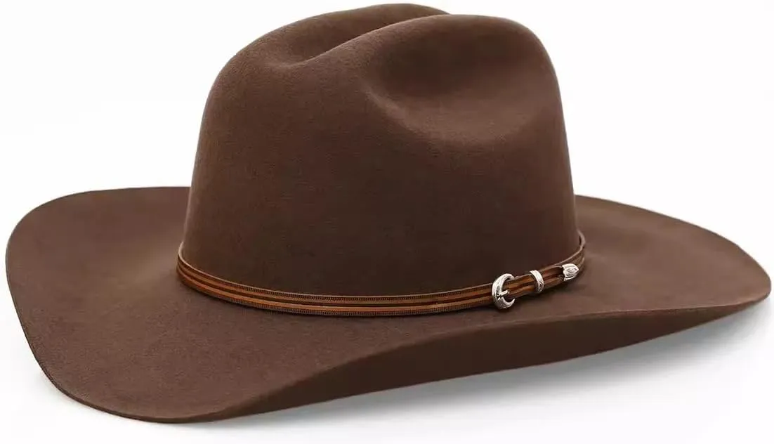 Unisex Western Cowboy Hat Wool Felt Hats Fedora Wide Brim Hat