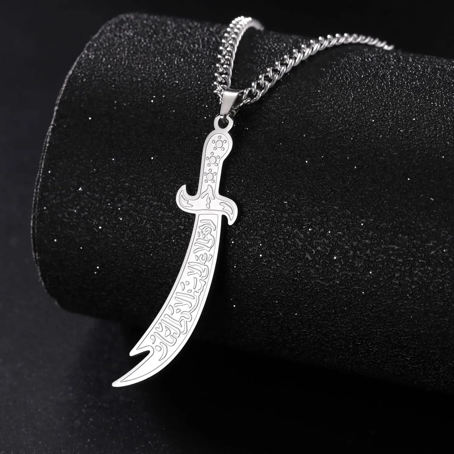 VASSAGO Sword Necklace for Men Women Zulfiqar Sword Necklace Imam Ali Zulfiqar Pendant Arabic Rune Islamic Muslim Jewelry Talisman Amulet Religious Gift