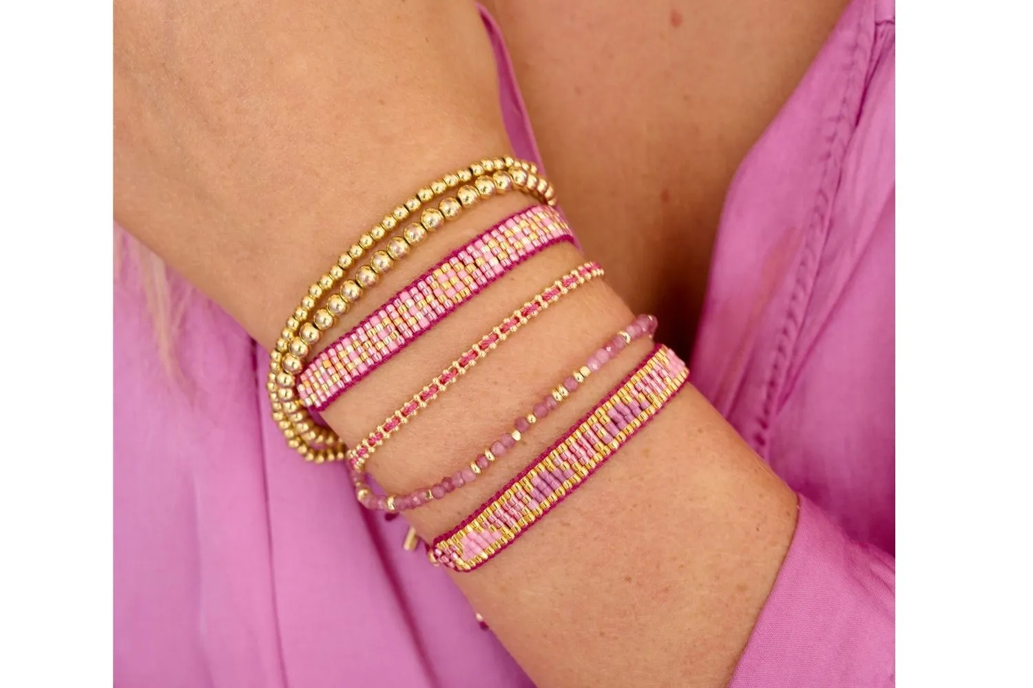 Venus Point Pink Beaded Friendship Bracelet