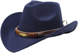 Vintage Wool Fedora Hat - Wide Brim Panama Style With Leather Band, Classic Retro Hat For Men Women