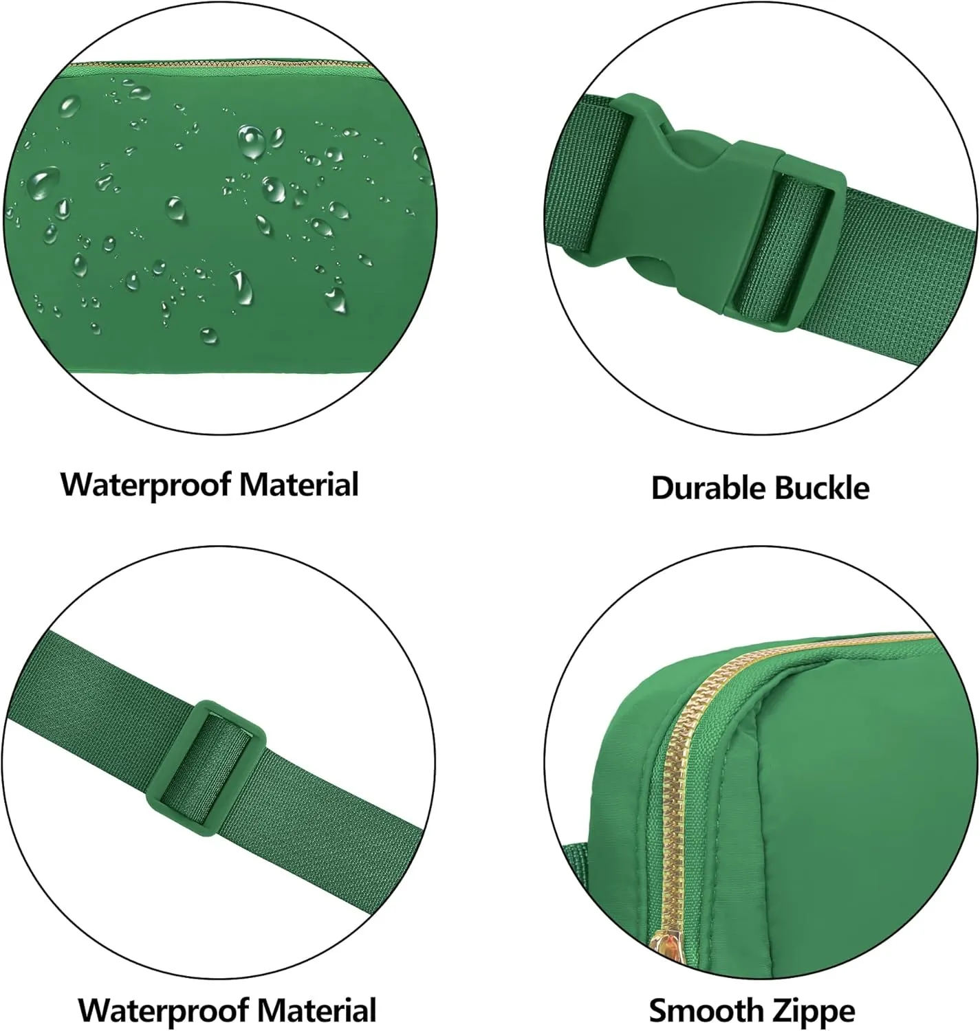 VKIOIP Unisex Fanny Pack Waist Belt Bag with Adjustable Strap,Hands Free Crossbody Fanny Bag with Zipper for Woman and Man,for Hiking,Running,Sports Gifts(Dark Green)