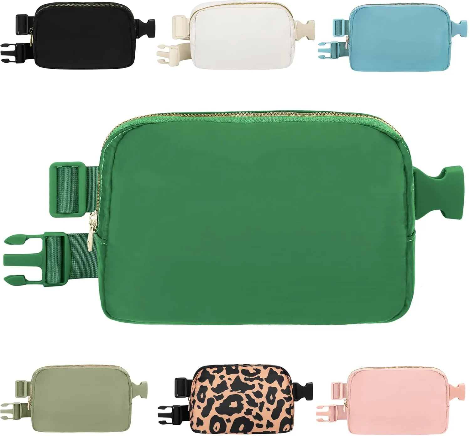 VKIOIP Unisex Fanny Pack Waist Belt Bag with Adjustable Strap,Hands Free Crossbody Fanny Bag with Zipper for Woman and Man,for Hiking,Running,Sports Gifts(Dark Green)
