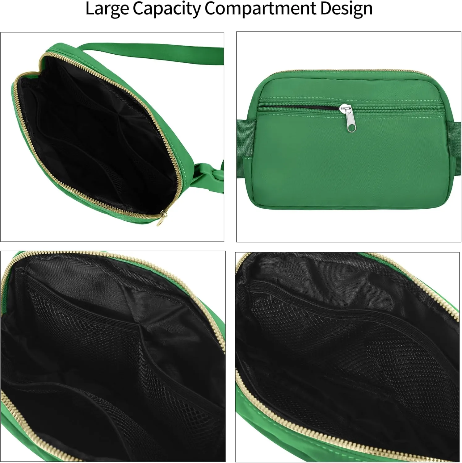 VKIOIP Unisex Fanny Pack Waist Belt Bag with Adjustable Strap,Hands Free Crossbody Fanny Bag with Zipper for Woman and Man,for Hiking,Running,Sports Gifts(Dark Green)