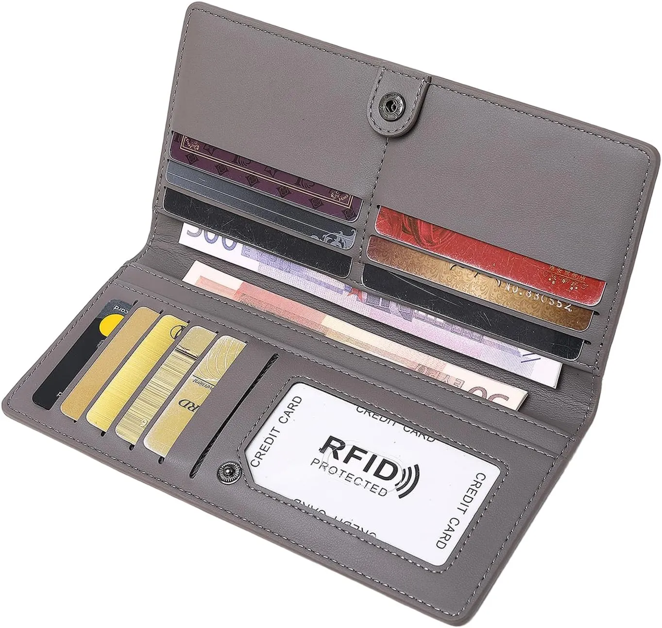Wallets for Women Slim Thin Soft Leather RFID Blocking Credit Card Holder Bifold Long Ladies Wallet Clutch