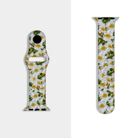 White Roses Apple Smartwatch Band TPU Rubber