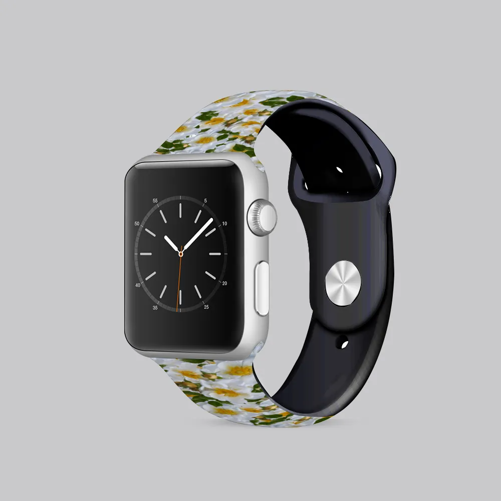 White Roses Apple Smartwatch Band TPU Rubber