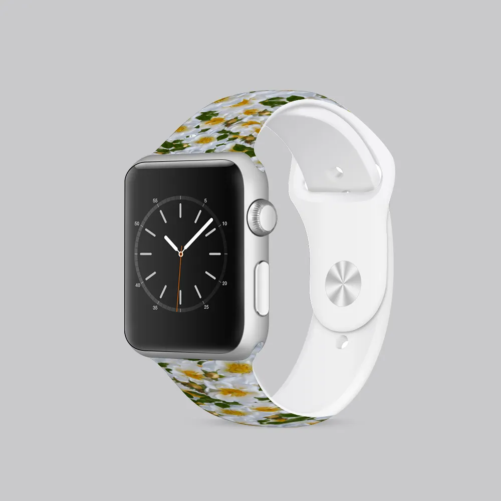 White Roses Apple Smartwatch Band TPU Rubber