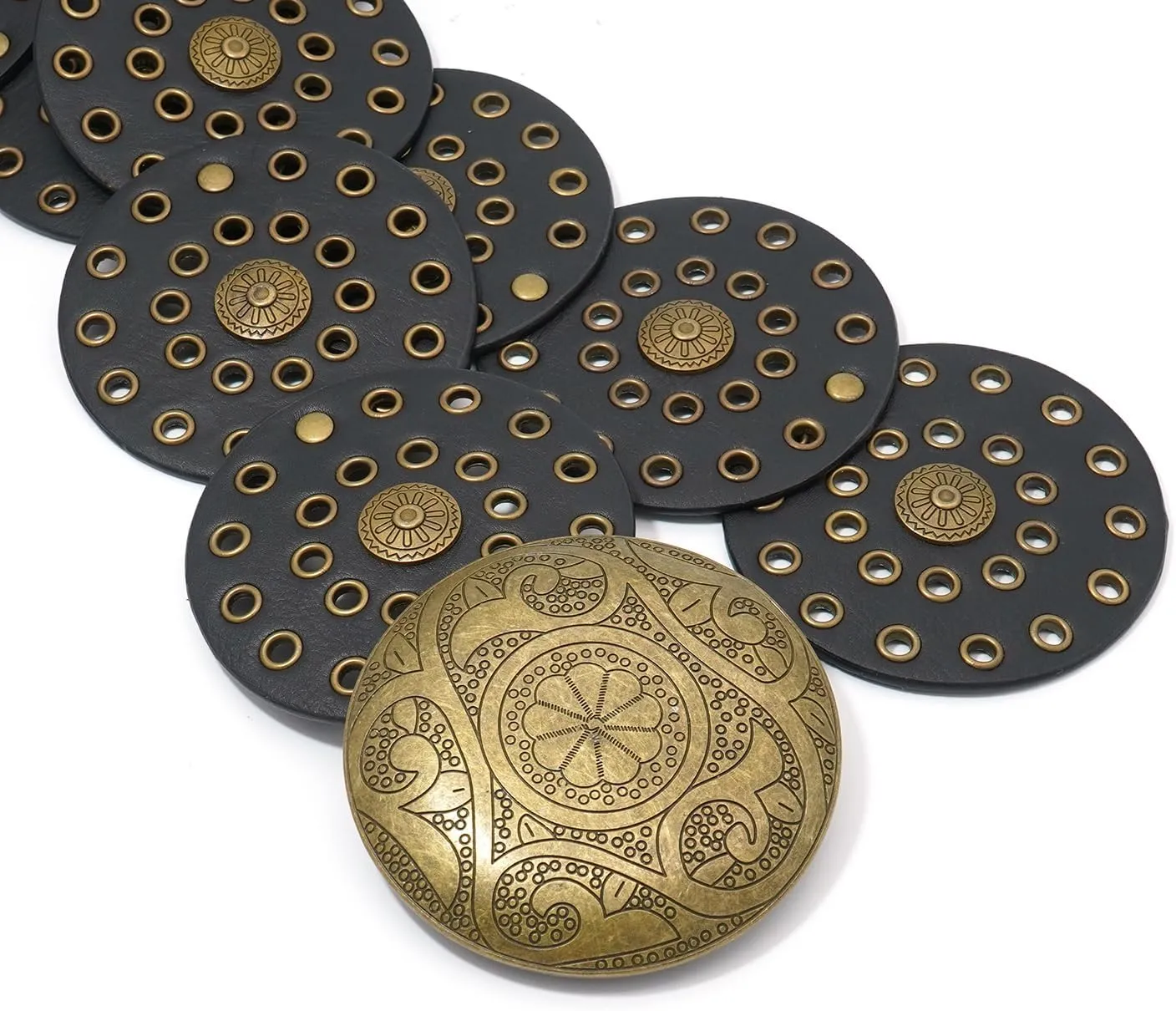 Wide Disc Belt for Women Boho Disk Concho Leather Belts Western Waist Belts for Dress