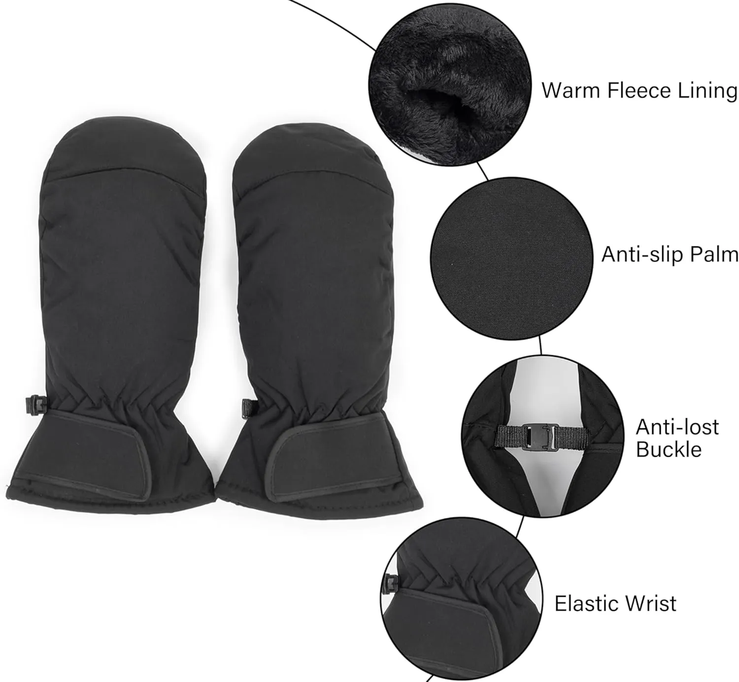 Winter Cold Weather Mittens Warm Water-proof Gloves Sherpa Fleece Lined for Women Men S/M