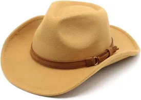 Women's New Denim Woolen Hat Big Brim Jazz Hat for Men and Women Top Black Felt Hat European and American Woolen Hat Luopan Caps & Hats (Color : Camel, Size : S-(54cm))