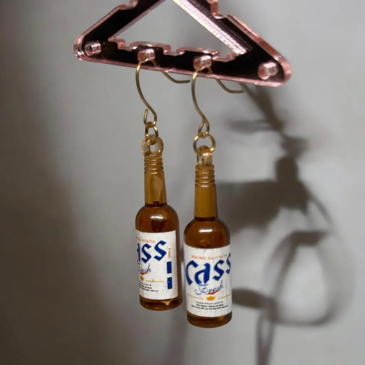 Y2K - miniature bottle dangle minimalist beer earrings | Kawaii drop earrings | birthday party earrings