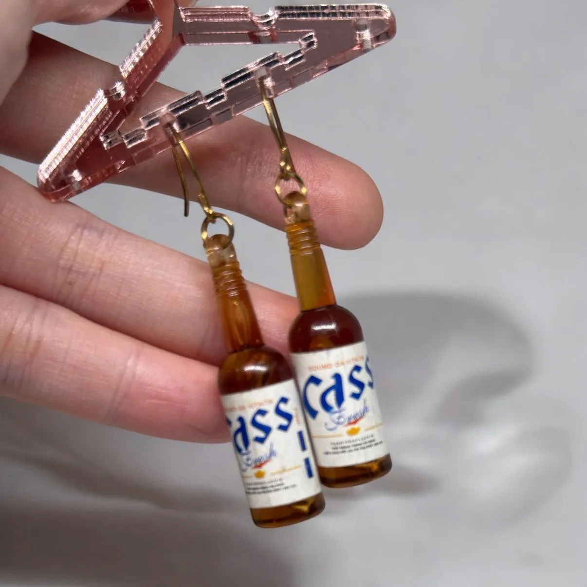 Y2K - miniature bottle dangle minimalist beer earrings | Kawaii drop earrings | birthday party earrings
