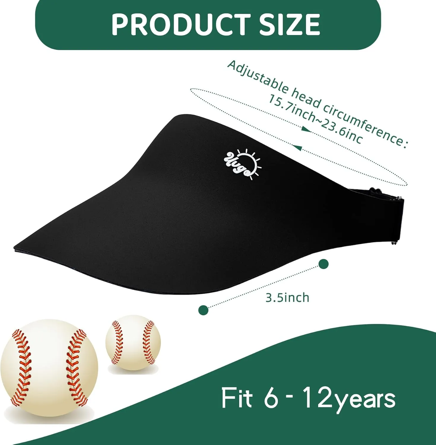Zando Kids Visors for Girls Boys UPF 50  Sun Visor Hat Adjustable Kids Golf Hat Tennis Sports Hat Lightweight Visor Cap 6-12T